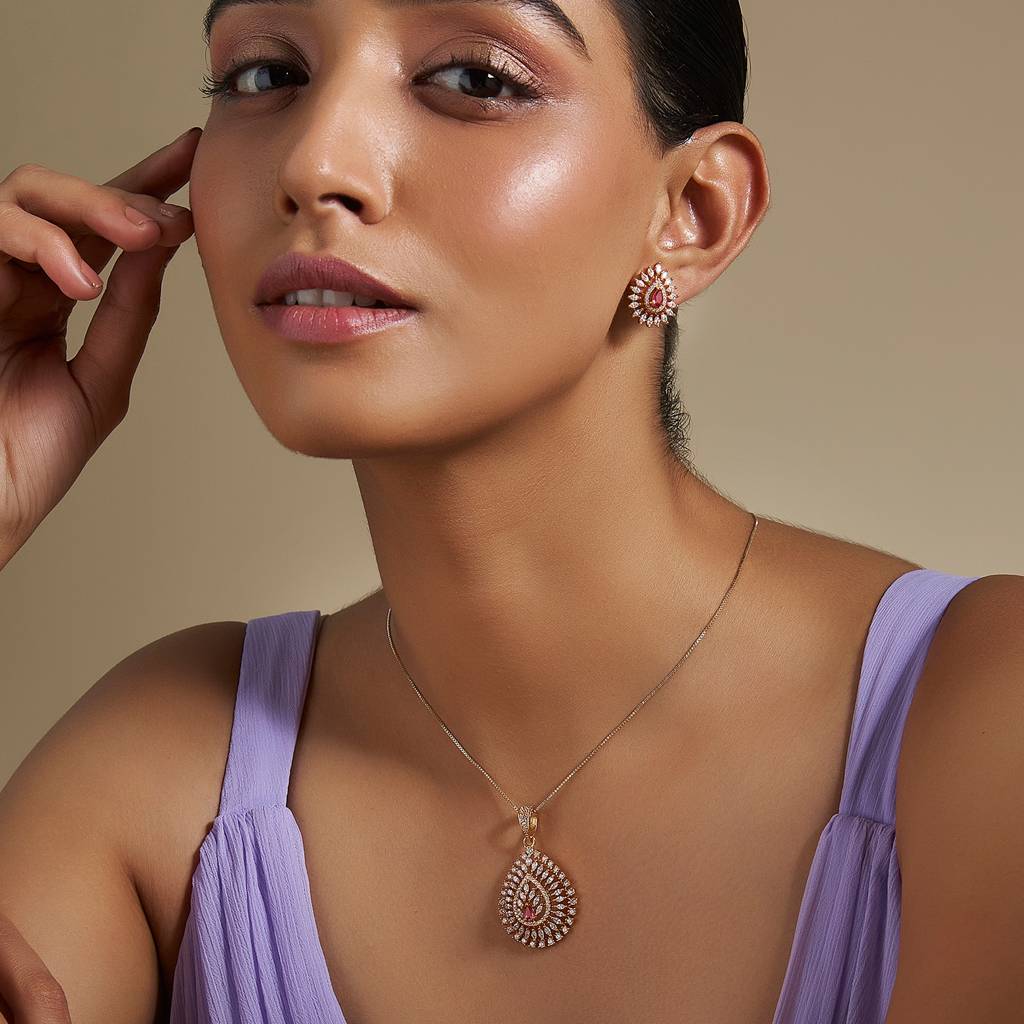 Kushal'S Fashion Jewellery Zircon Pendant Earring -169483 : 410538
