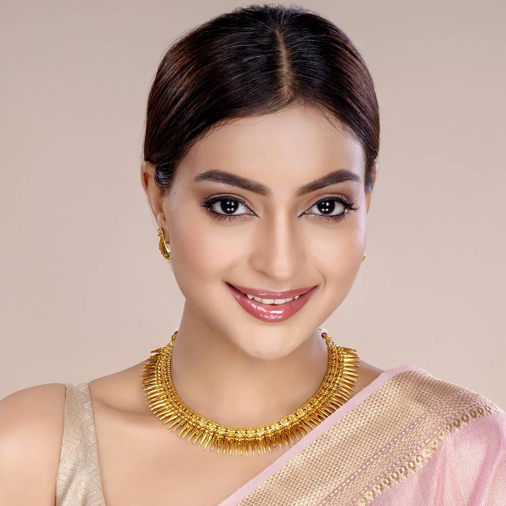 Gold Plated Choker Necklace With Earring Ethnic Jewellery Set Gift For Women Girls : PF04N134