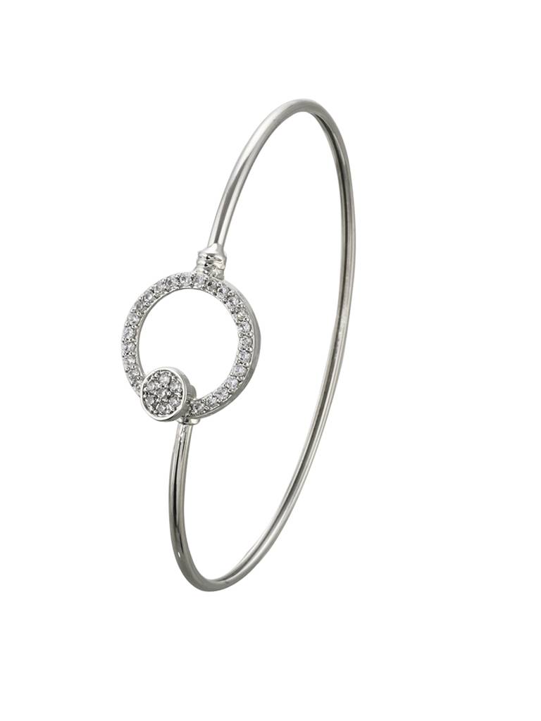 Sparkling Elegance Minimalist Round Cut Cz Adorned Rhodium Plated Brass Bracelet : 8905124472844