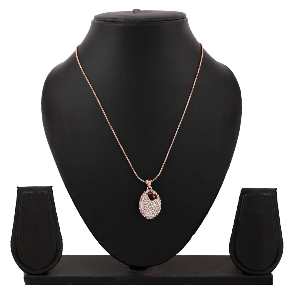 Estele Rosegold Plated Heart-Shaped Pendant With Austrian Crystals For Women : 601-RGPENDANT