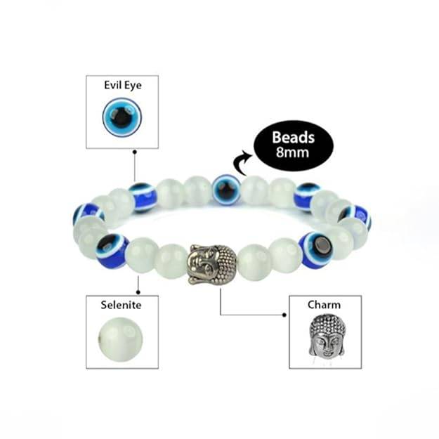Gehena By Estele Mystic Buddha Charm & Evil Eye Bracelet For Men & Women: Spiritual Healing & Positive Ener : OSAK014-IRWEBLBR