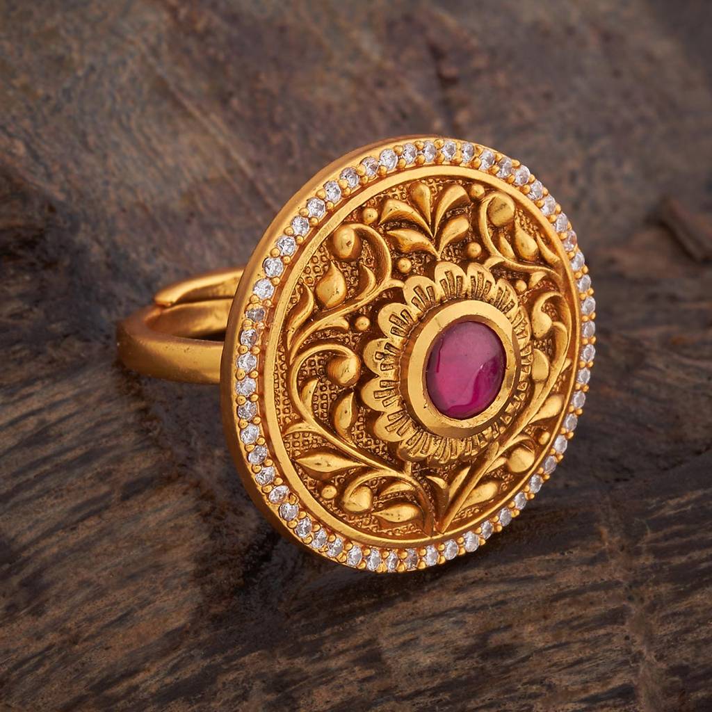 Kushal'S Fashion Jewellery Gold Plated Artificial Stones Studded-Finger Ring : 405168