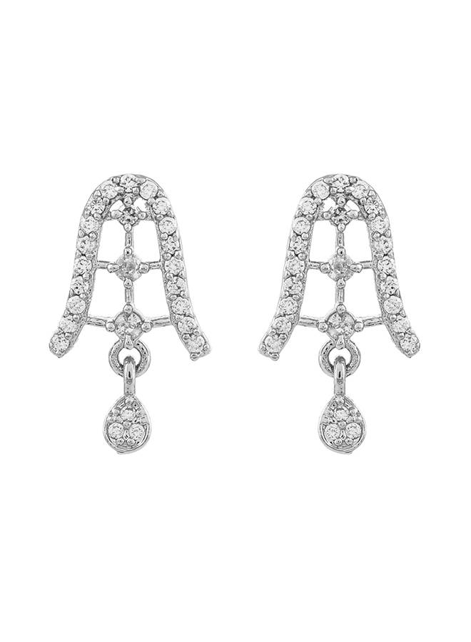 Sparkling Elegance Silver Plated Round Cut Cz Mangalsutra Set : 8905124522747