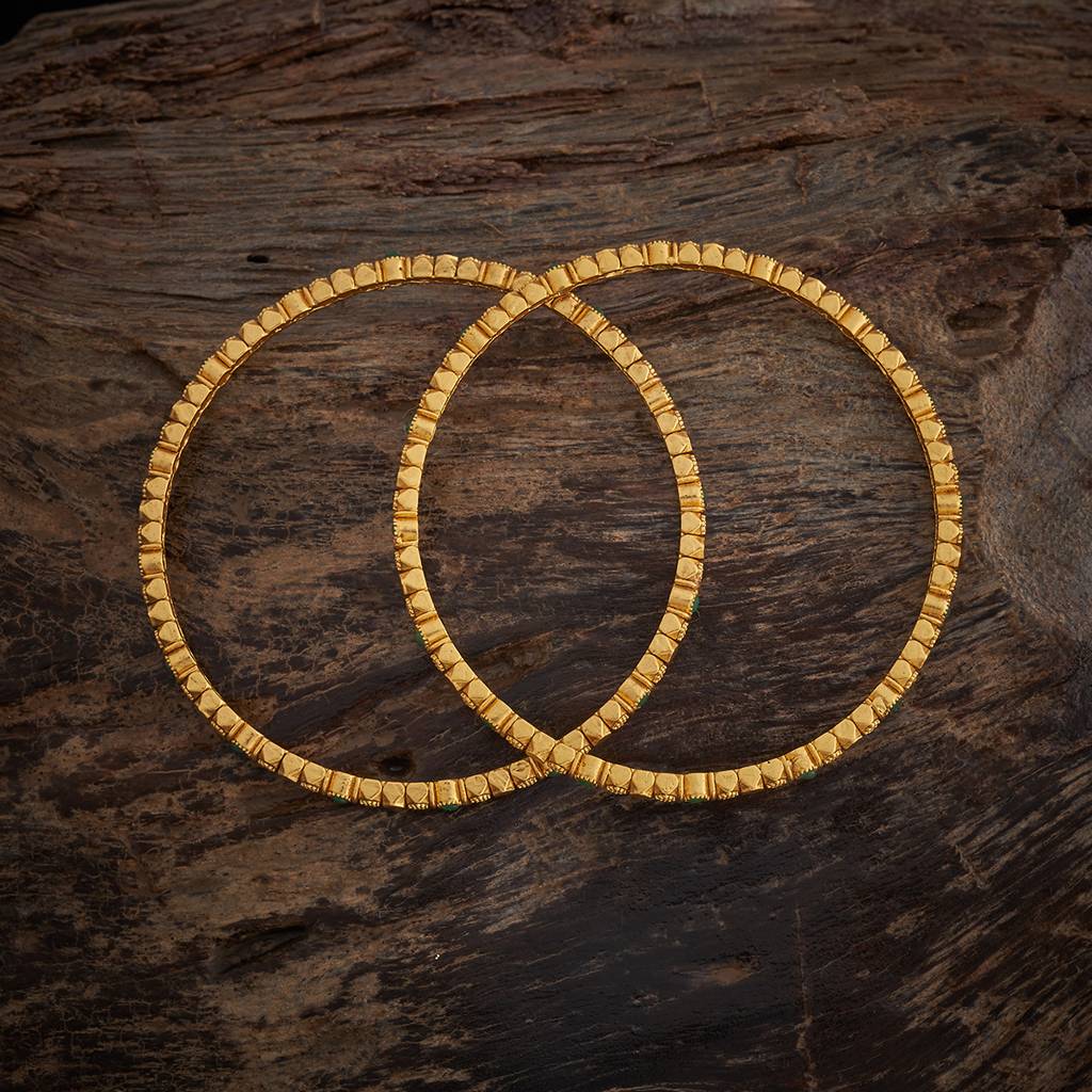 Kushal'S Fashion Jewellery Ruby Gold-Plated Ethnic Antique Bangle-182606 : 436007