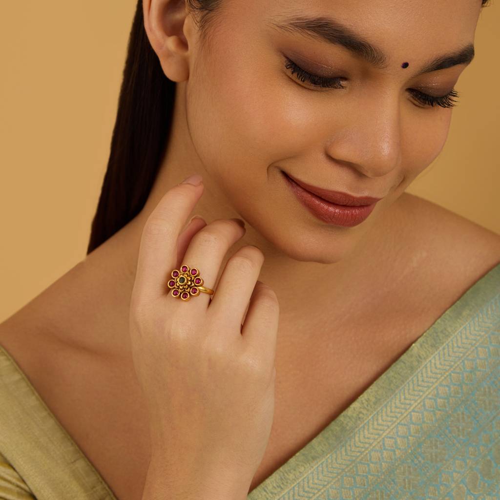 Kushal'S Fashion Jewellery Gold-Plated Antique Finger Ring-180044 : 430465