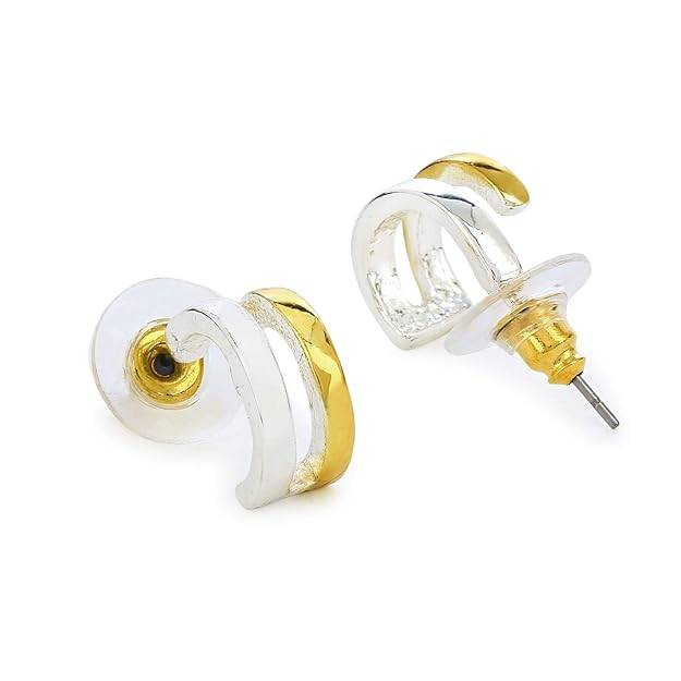 Estele Gold & Rhodium Plated Stud Earrings For Women : 370701ER
