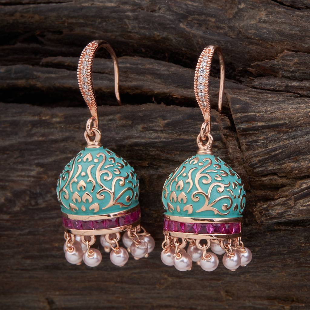 Kushal'S Fashion Jewellery Rose Gold-Plated Party Zircon Jhumkas-157252 : 378196