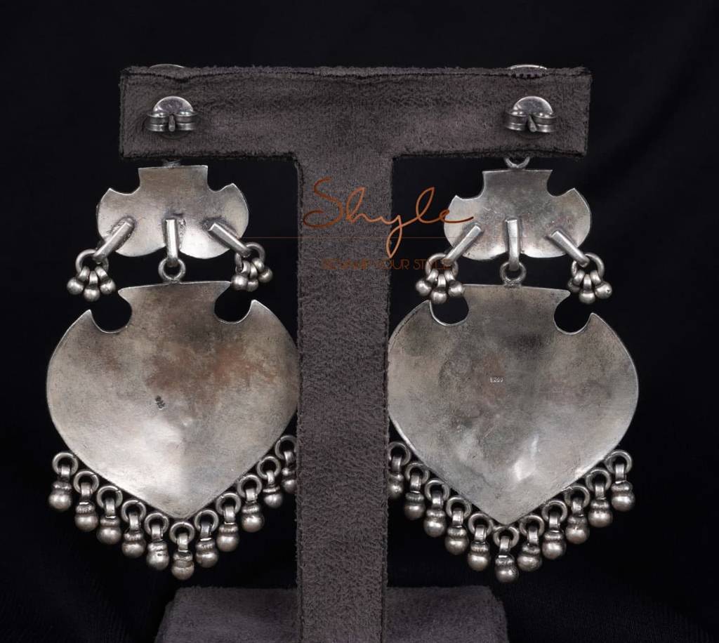 Anvaya Embossed Peacock Art Earrings : SE674-1-1-1-1-5-1-1-1-1-1-2