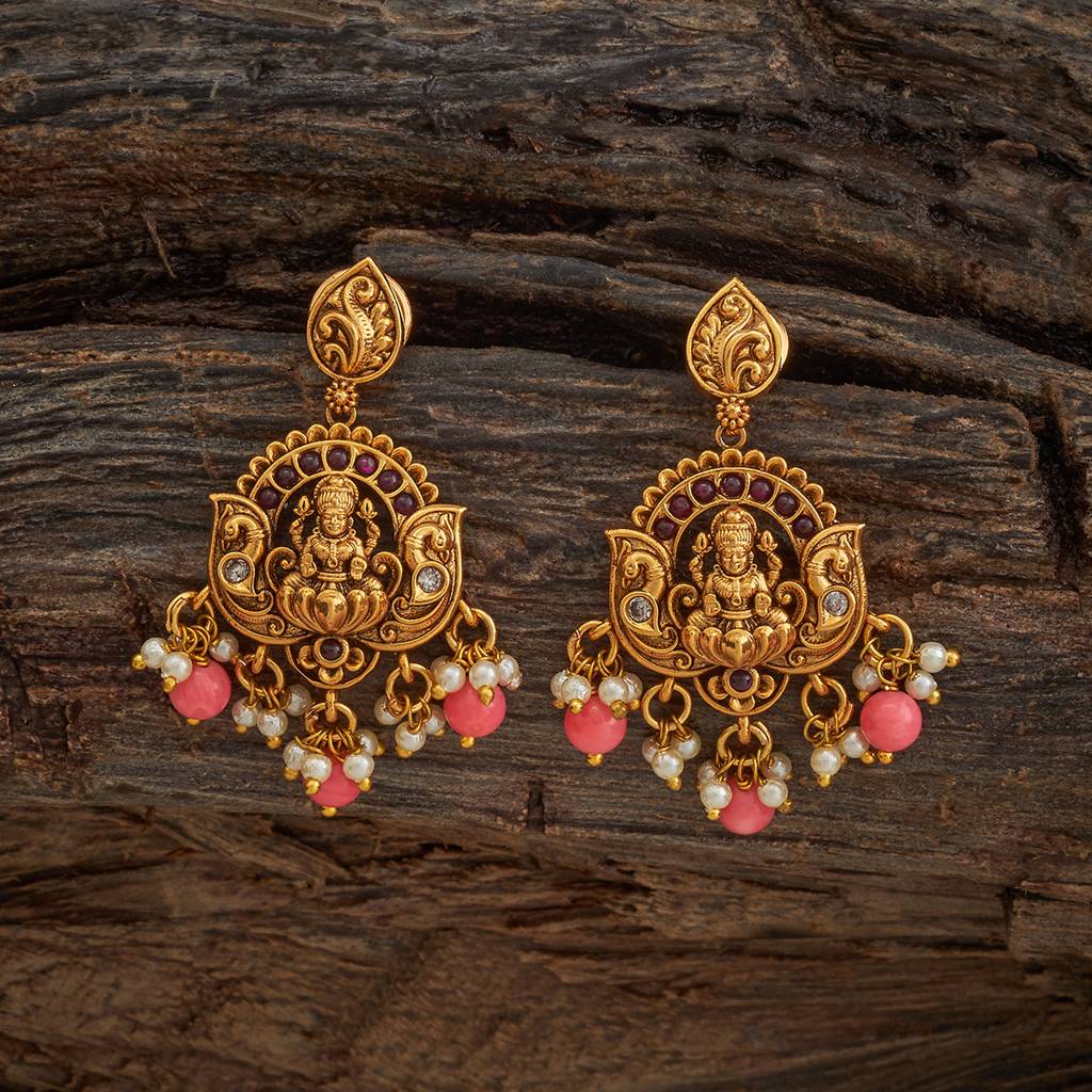 Kushal'S Fashion Jewellery Ruby Gold-Plated Ethnic Antique Earring Drop Earrings-184555 : 440711