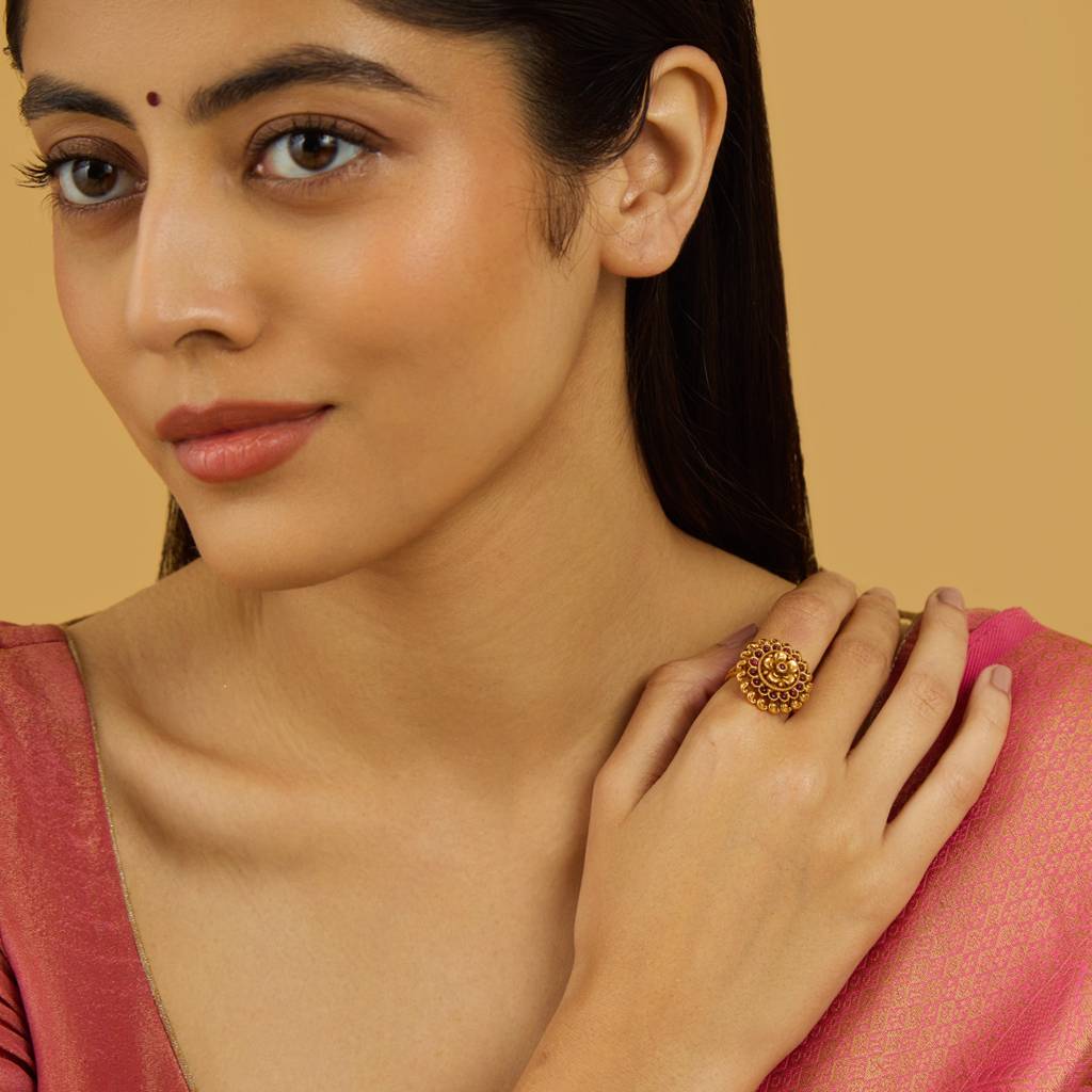 Kushal'S Fashion Jewellery Gold Plated Artificial Stones Studded Finger Ring-178638 : 427707