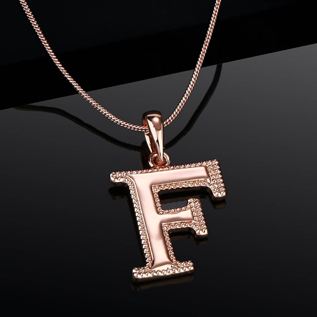 Estele Rosegold Plated F Letter Charm Pendant For Women : 1009-FPENDANT