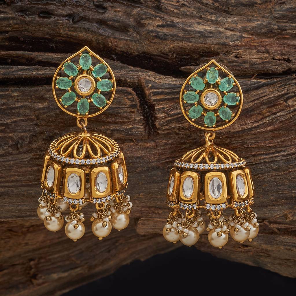 Kushal'S Fashion Jewellery Victorian-Plated Ethnic Kundan Jhumkas-182296 : 435457