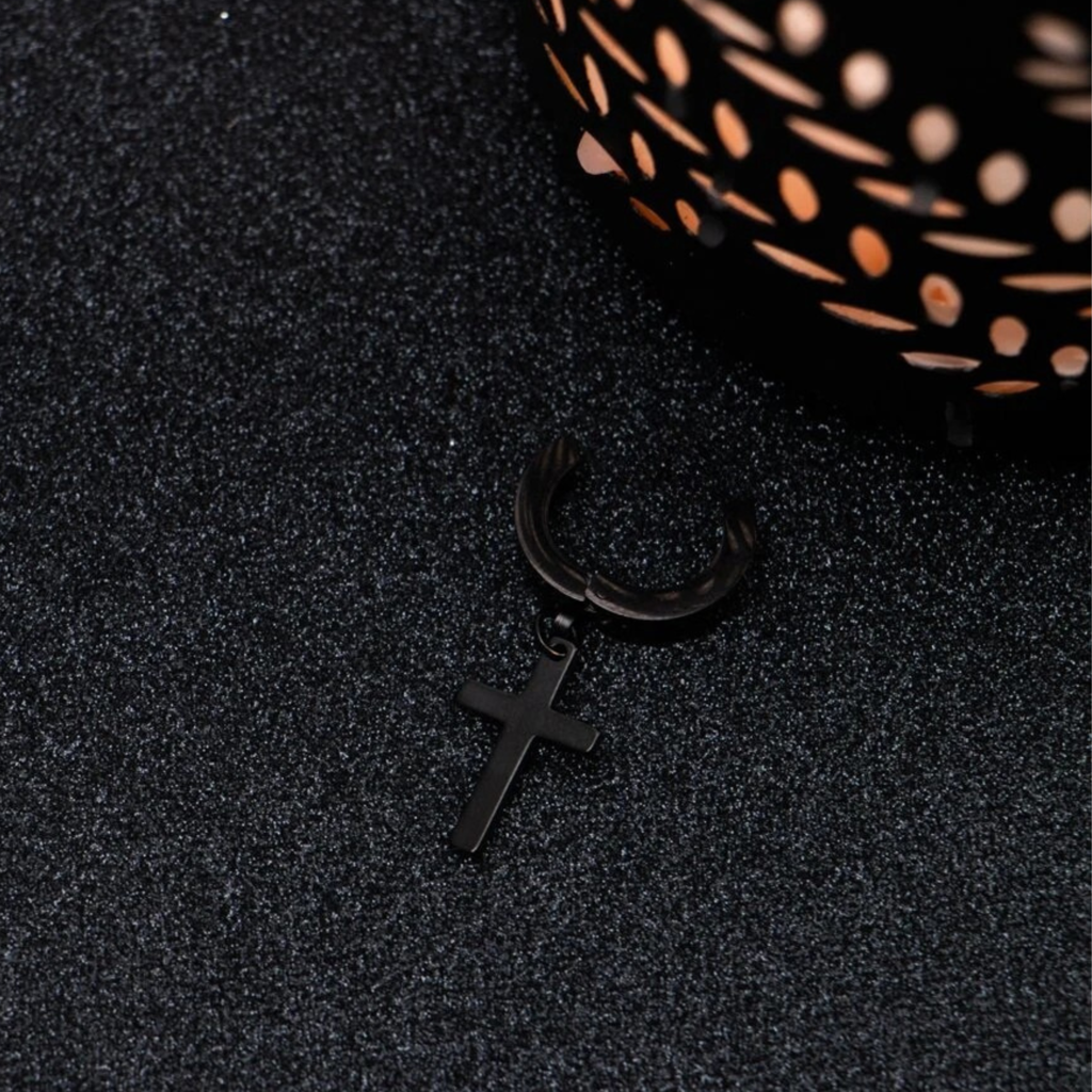 Cross Black Earrings : ME1S0962-BLK