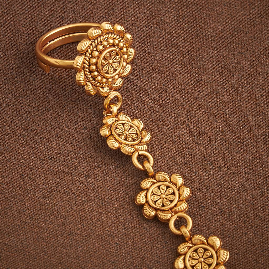 Kushal'S Fashion Jewellery Ruby Gold-Plated Copper Ethnic Antique Hathpan-177910 : 426265