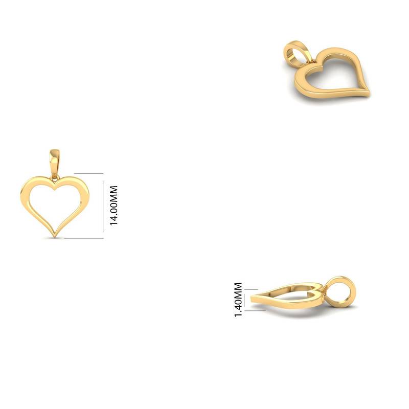 Open Heart Dainty Necklace In 14K Gold Plated : TGDP-290-Y