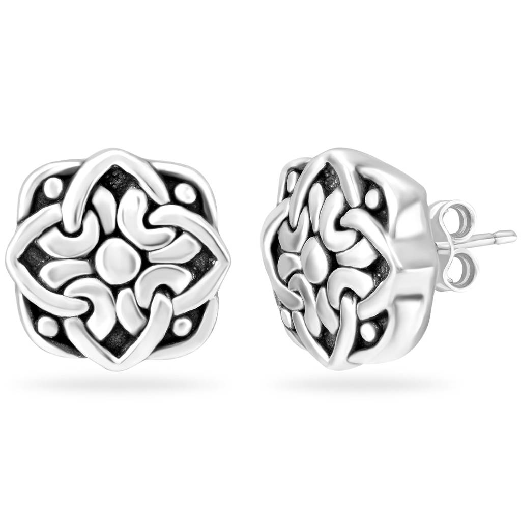 925 Sterling Silver Oxidised Anti Tarnish Small Antique Stud Earrings Jewellery Collections Navratri Gift For Women  : PF17E70