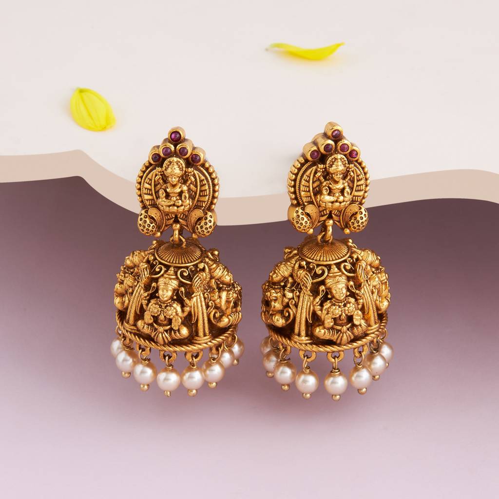 Kushal'S Fashion Jewellery Plated Ethnic Antique Jhumkas-185667 : 442848