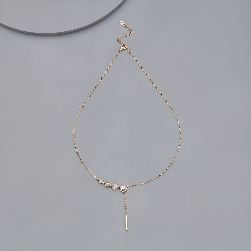 Kushal'S Fashion Jewellery White Rose Gold-Plated Zircon Party Trendy Necklace -171264 : 413582