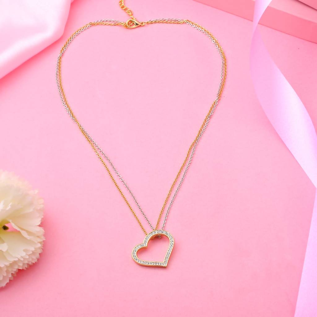 Estele Gold & Rhodium Plated Lovely Heart Designer Pendant For Women : 355PENDANT