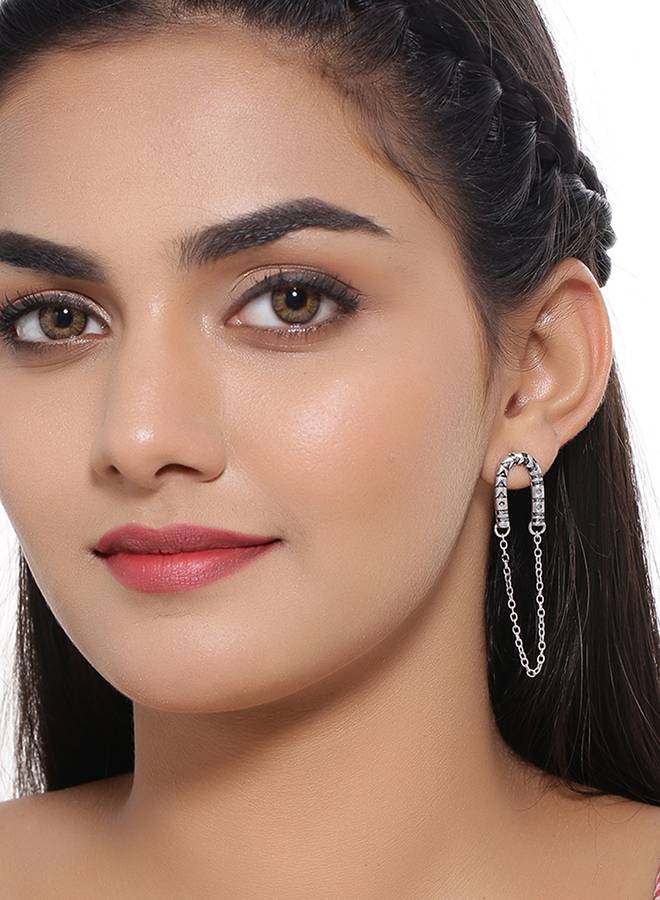 Aztec Bar Horseshoe Drop Earrings : 8905124032215