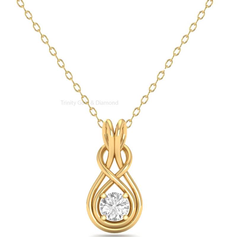Infinity Teardrop Solitaire Moissanite Pendant Necklace In 14Kt