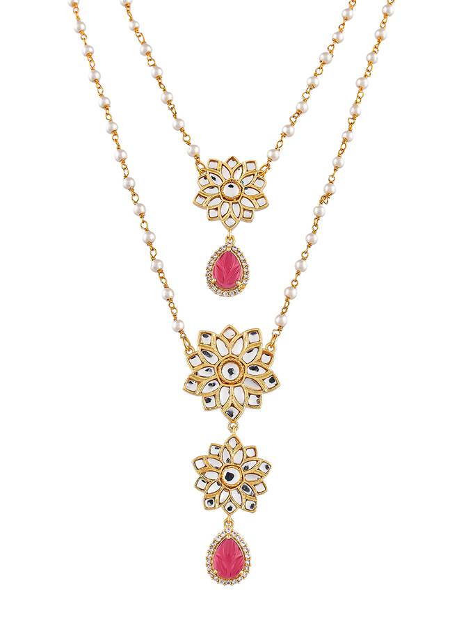 Heer Jasmaira Layered Pendant Necklace Set : 8905124515961