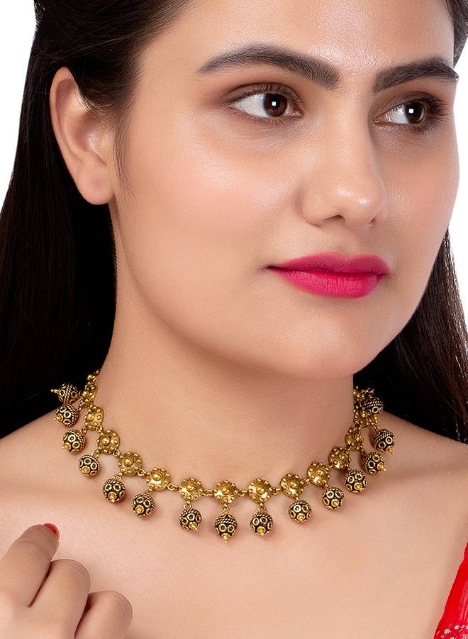 Rava Ball Ball Drop Choker Necklace : 8905124135916