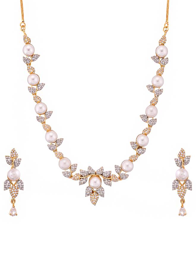 Sparkling Elegance Regal Radiance Pearl Necklace Set : 8905124529241