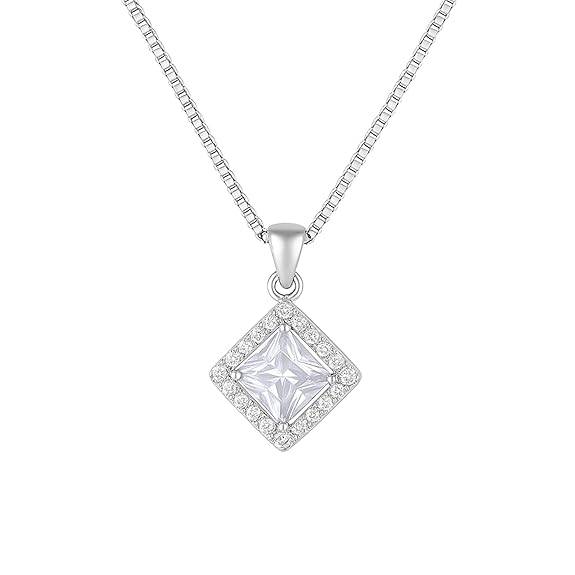 Silver-Plated Princess-Cut Square Pendant For Women Daily Wear & Gifting : OSAK050-IRWEPENDANT
