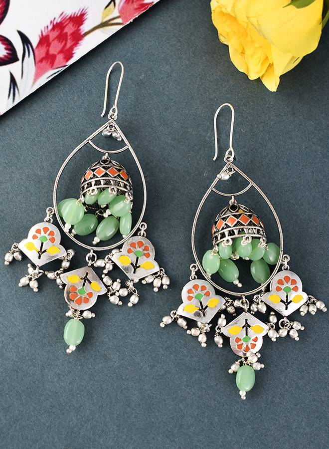 Bagh E Fiza Gul Khile Drop Earrings : 8907617929316