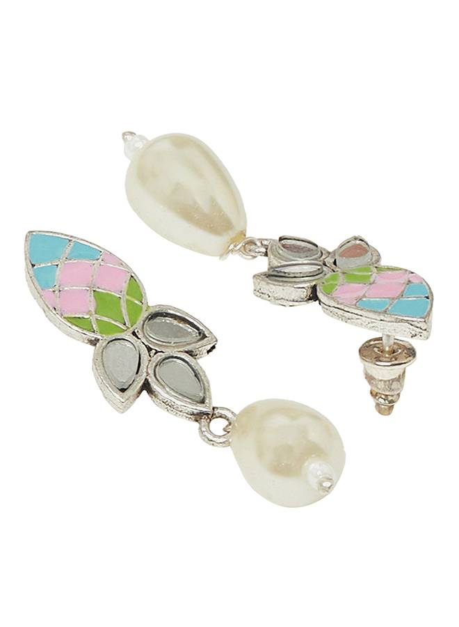 Victorian Style Teardrop Pearls Festive Hues Jewellery Set : 8905124458831