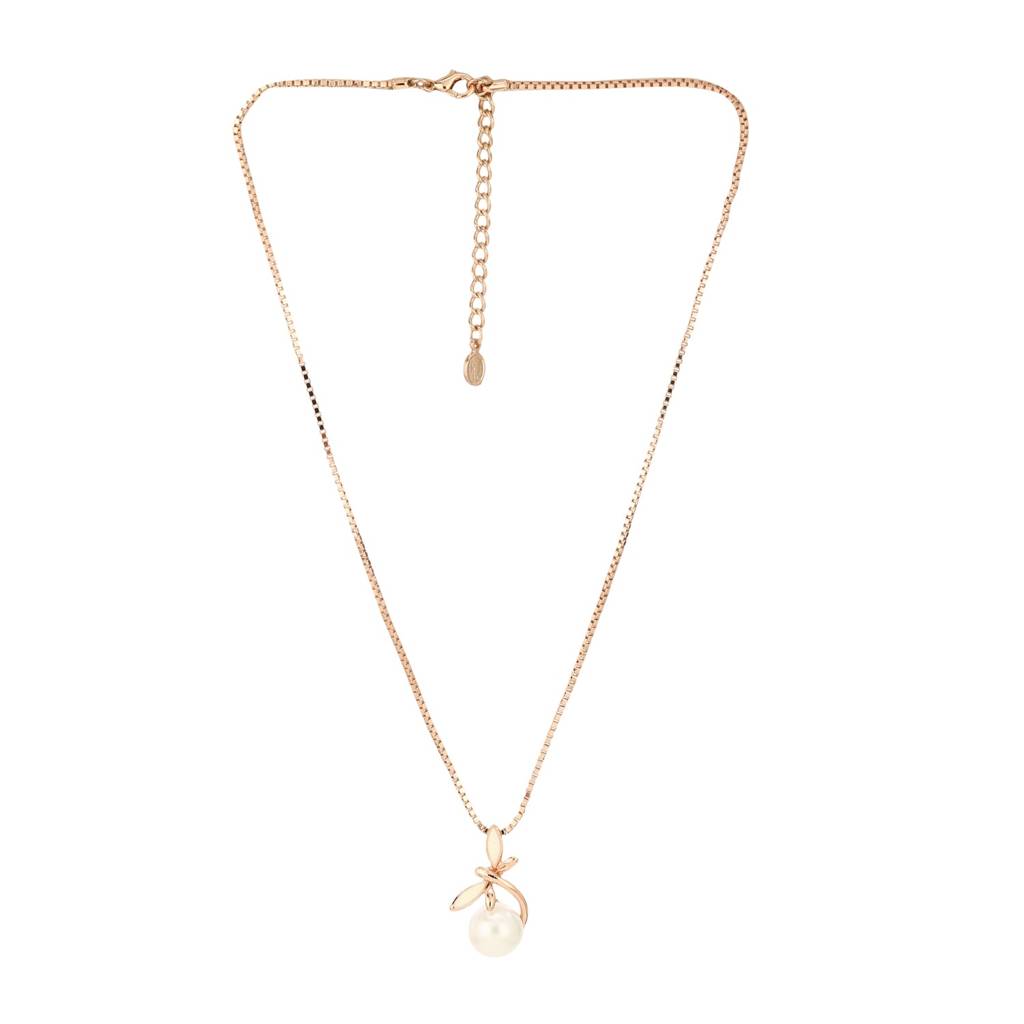 Estele Gold Plated Elegant Pendant Set With Pearls For Women : 9438NKER