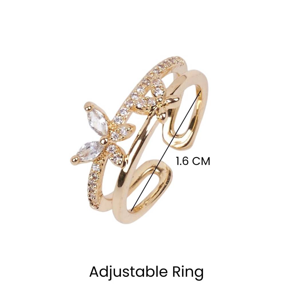 Freya Crystal Butterfly Gold Ring : RS13555-G