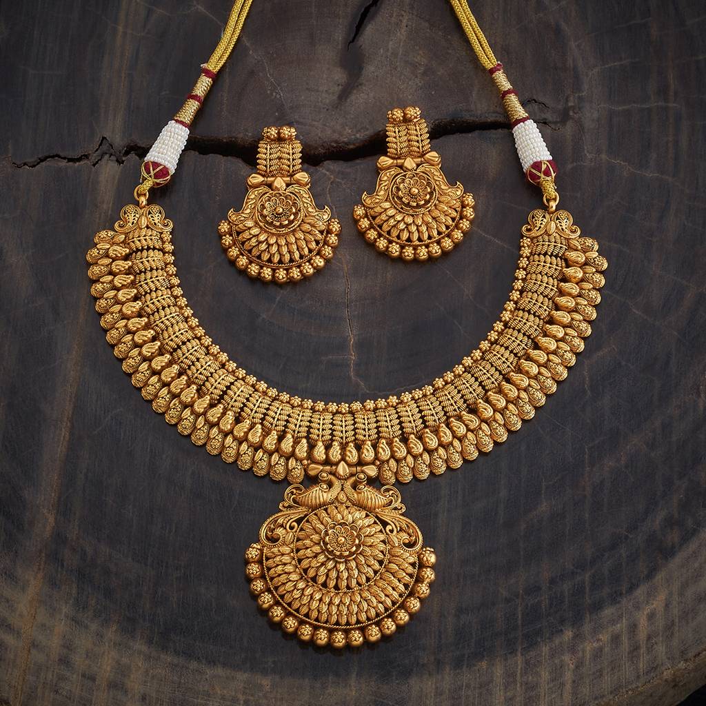 Kushal'S Fashion Jewellery Gold-Plated Ethnic Copper Antique Jewellery Set-156017 : 405927