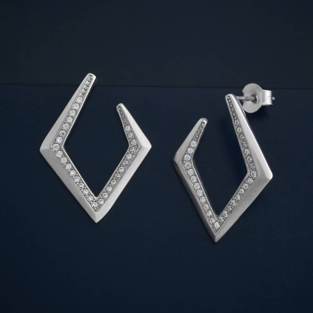 Kushal'S Fashion Jewellery Plated Zircon 92.5 Sterling Silver Studs-183028 : 436948
