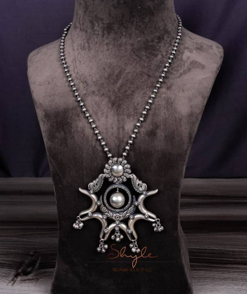 Anvaya Intricate Dual Peacock Drop Necklace : SN2009