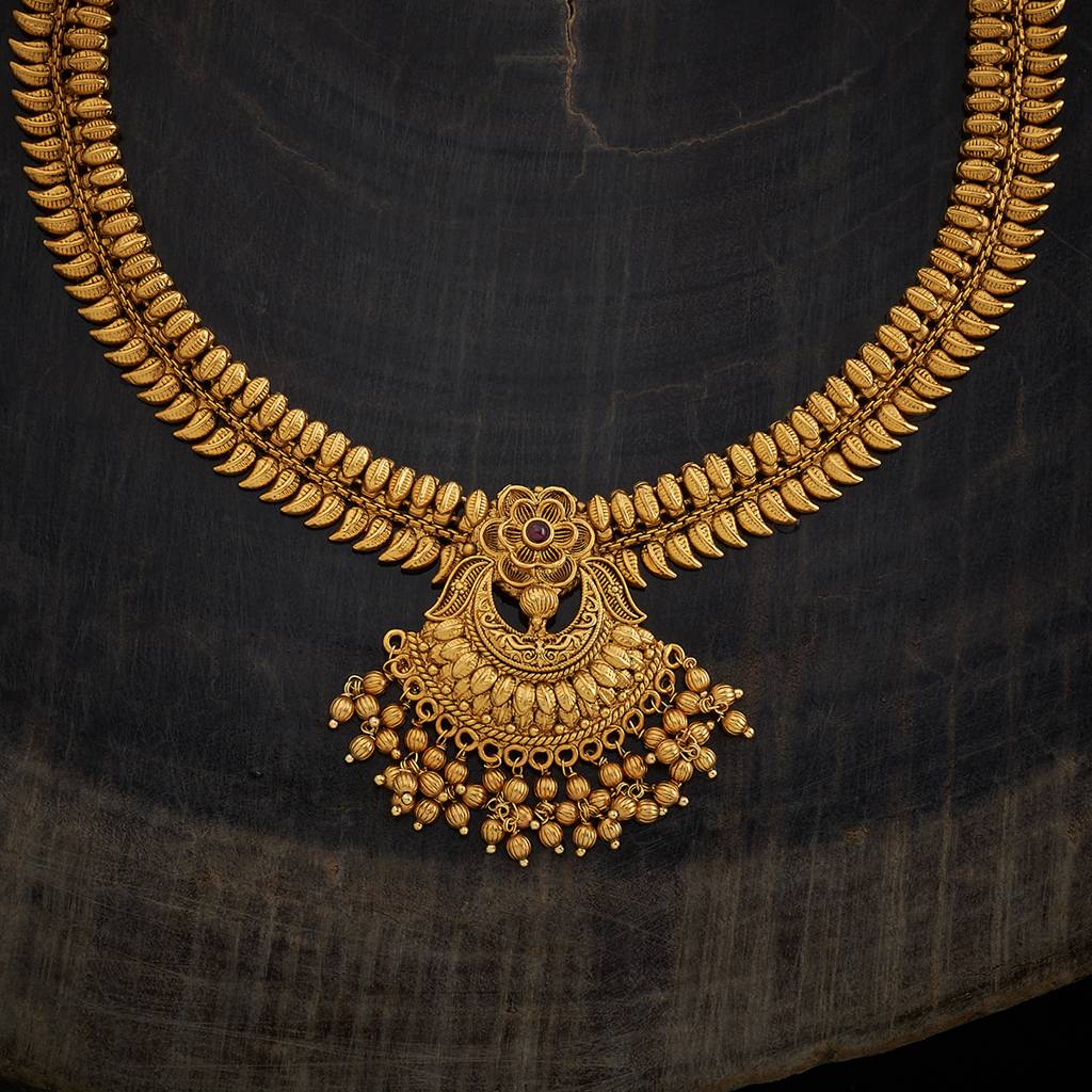 Kushal'S Fashion Jewellery Ruby Gold-Plated Ethnic Antique Long Necklace-409894 : 409894