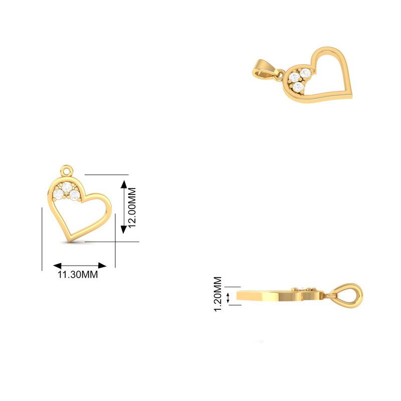 Open Heart Moissanite Dainty Pendant Necklace : TGDP-190-Y