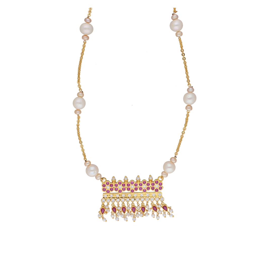 Raksha 1 Line Round Pearl Necklaces : JPFEB-22-220