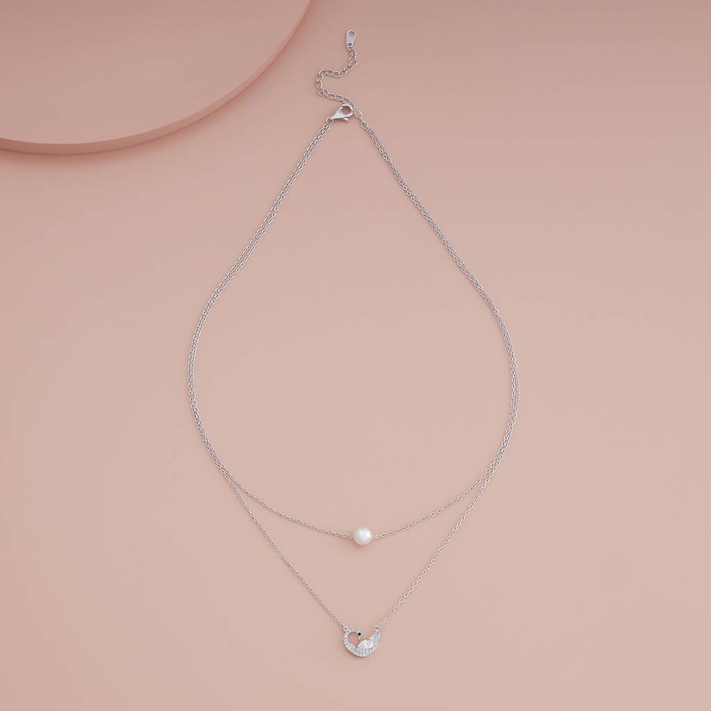 Kushal'S Fashion Jewellery Pearl Rhodium-Plated Party Zircon Trendy Pendants-185060 : 441723