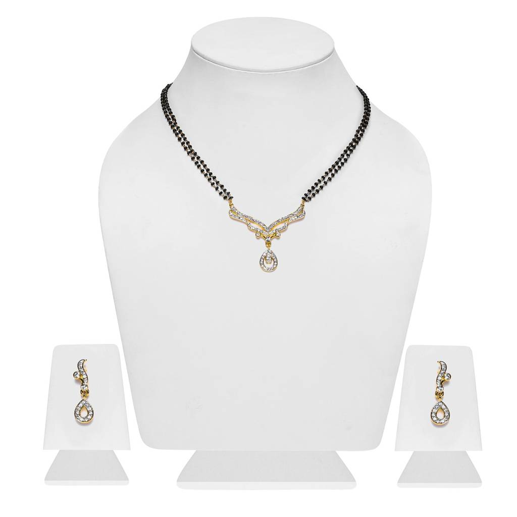 Estele Gold Plated Candere Drop Mangalsutra Necklace Set With Austrian Crystals For Women : EMS13080040NKER