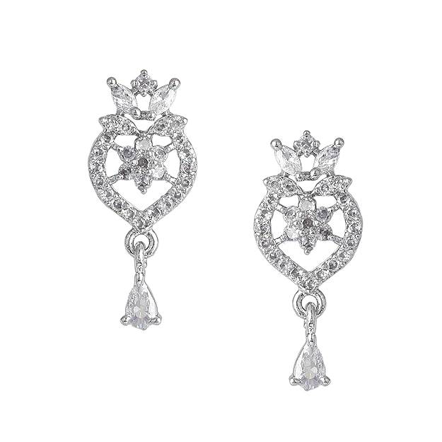 Gehena By Estele Fashion Jewelry Mangalsutra Set For Women: Rhodium Plated White Graceful Mangalsutra Nec : OSAKMS006-IRWENKER