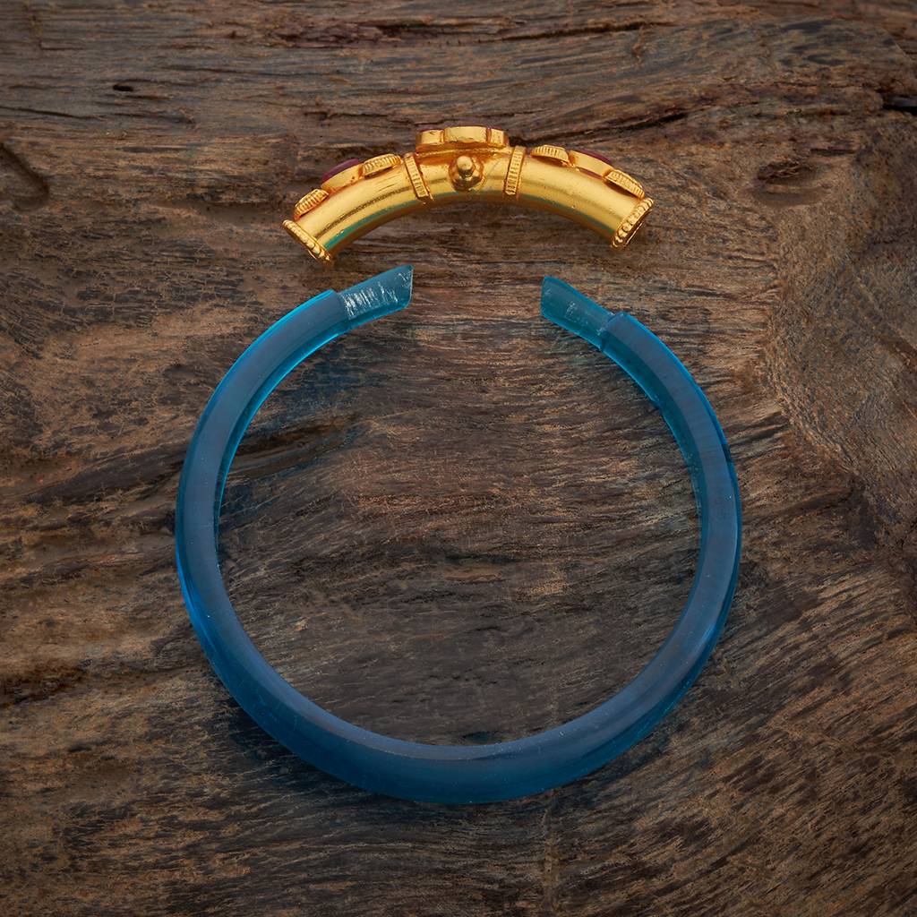 Kushal'S Fashion Jewellery Ruby-Green Gold-Plated Ethnic 92.5 Pure Silver Temple Bangles-170527 : 410650