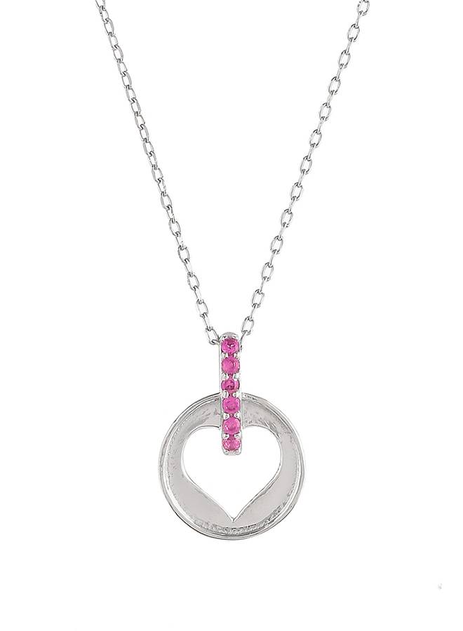 Valentine'S Day Collection Pink Cz Heart Silver Pendant : 8905124492293