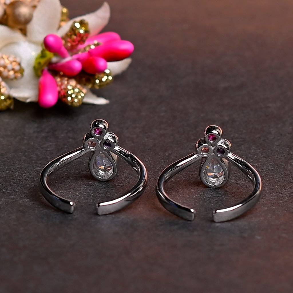 Teardrop Rainbow Dazzle Toe Rings : SKU1034