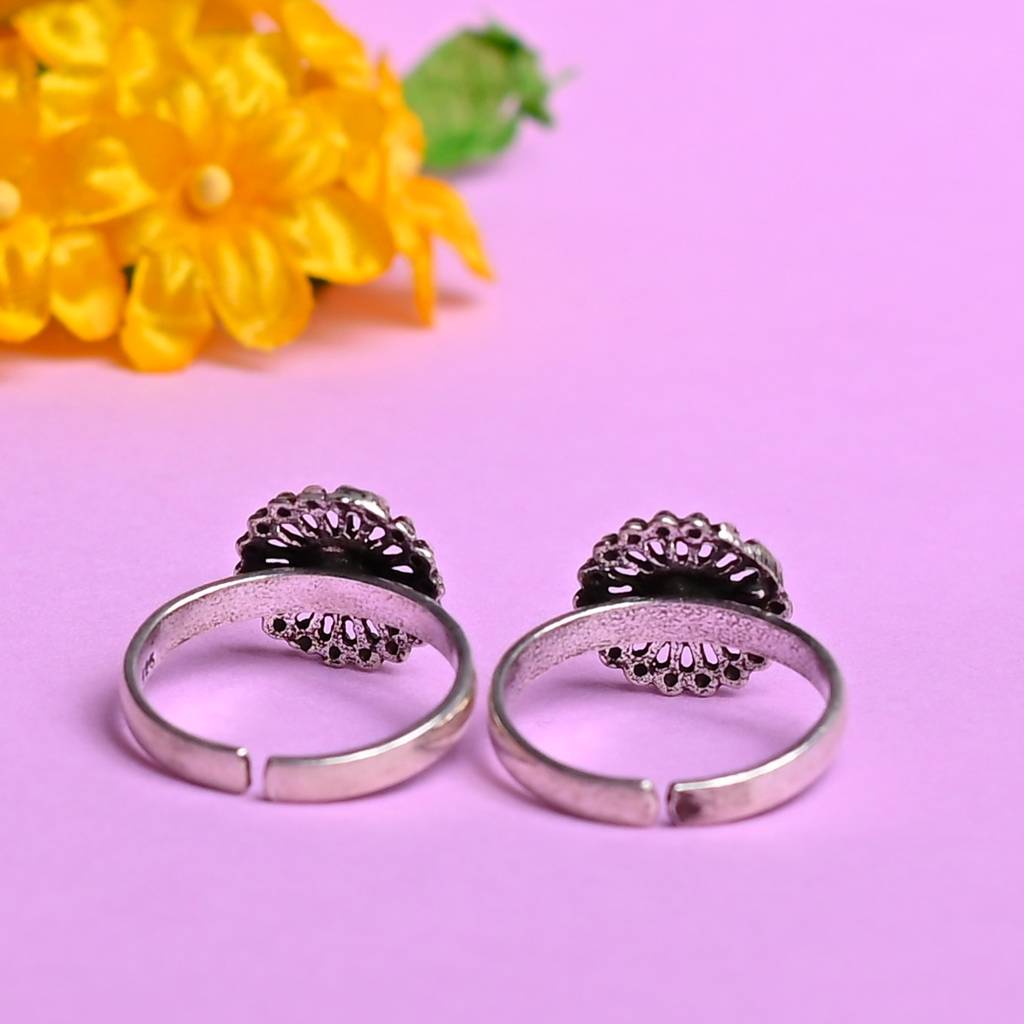 Oxidised 92.5 Silver Daisy Bloom Ring : SKU1050