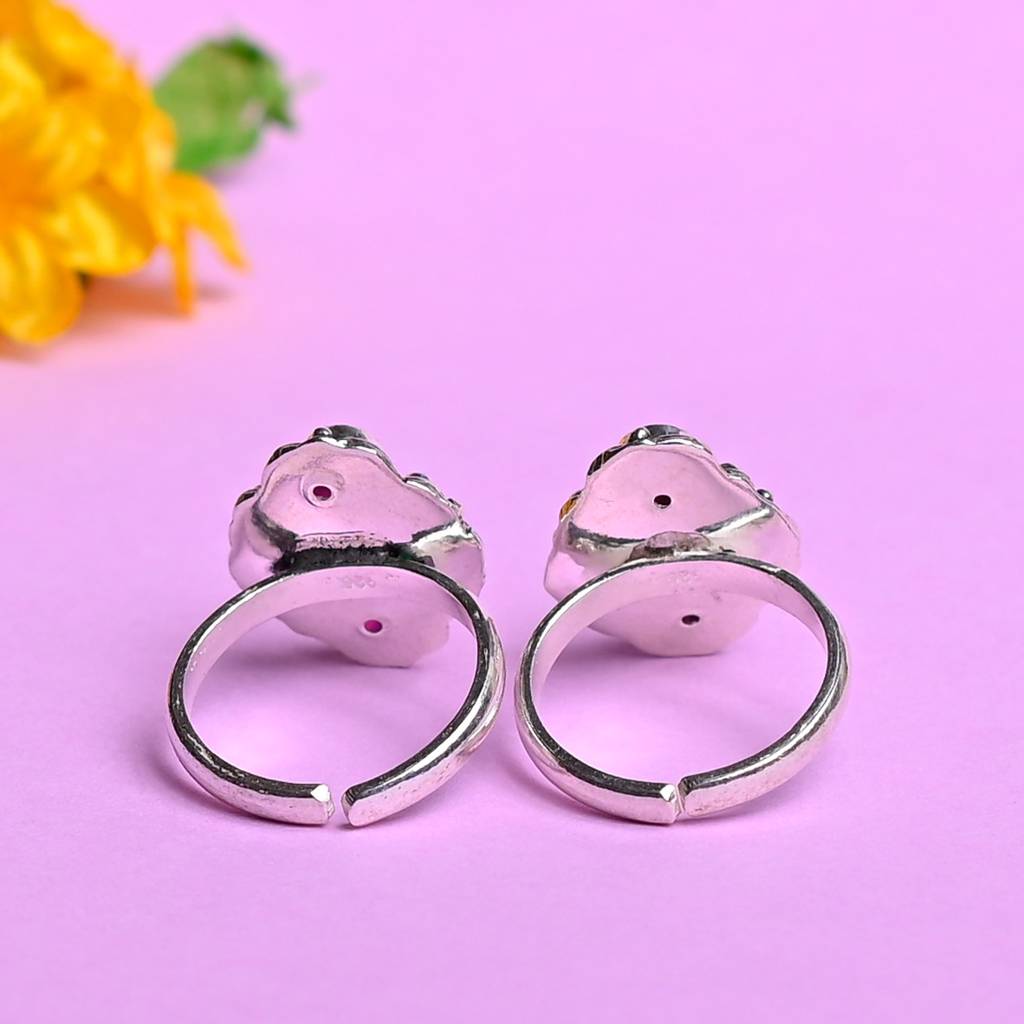 Oxidised 92.5 Silver Quad Stone Ring : SKU1051