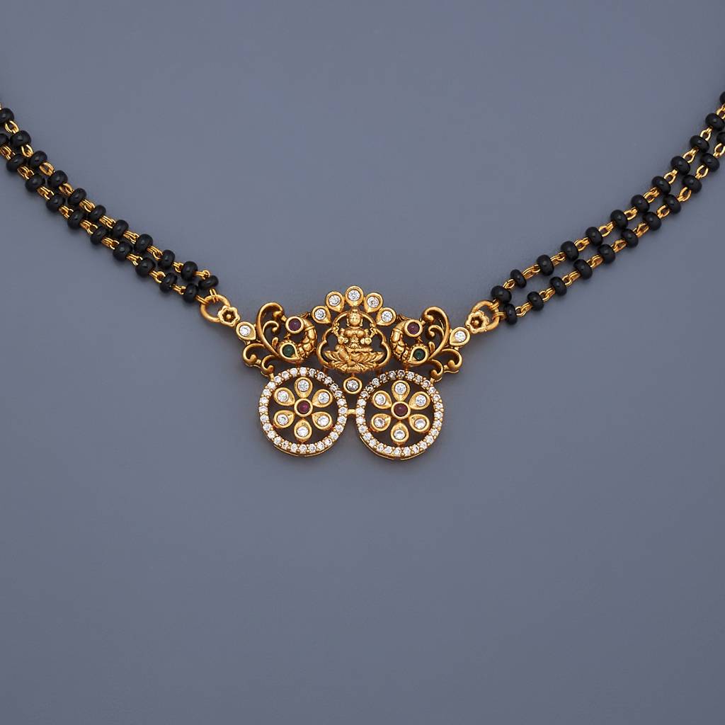 Kushal'S Fashion Jewellery Ruby-Green Gold-Plated Ethnic Antique Mangalsutra -431513 : 431513