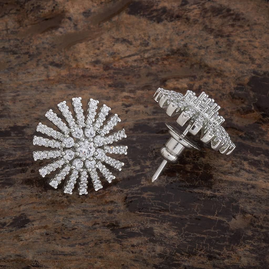 Kushal'S Fashion Jewellery  Rhodium-Plated Party Zircon Studs-178446 : 427332