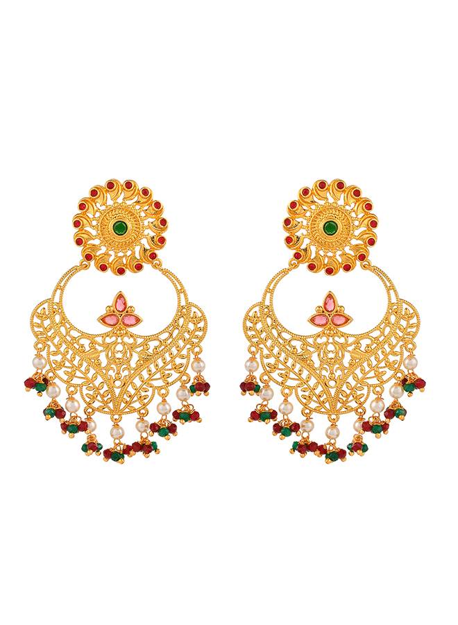 Abharan Heavily Embellished Gold Plated Opulent Jewellery Set : 8905124494501
